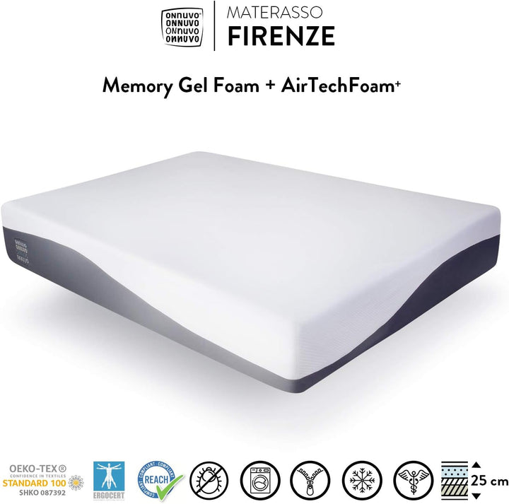 Materasso GEL MEMORY FOAM alta densità 50-55 kg/m3 con tre diversi strati di altissima qualità - Multizona - Rivestimento Ergotech 