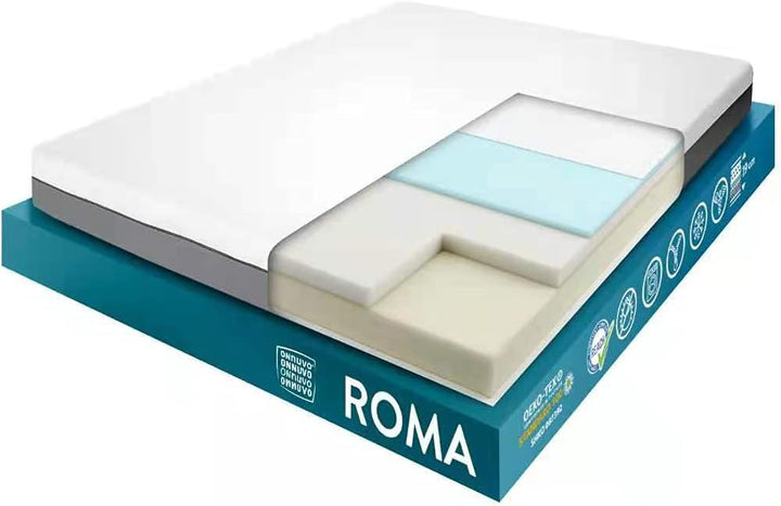 OnNuvo | Materasso Memory Foam Gel + AirTechFoam | Mod. Roma | Alta Densità 50-55 kg/m3 | Innovativo | Ipoallergenico | Ergonomico | Ortopedico | Sfoderabile e Lavabile